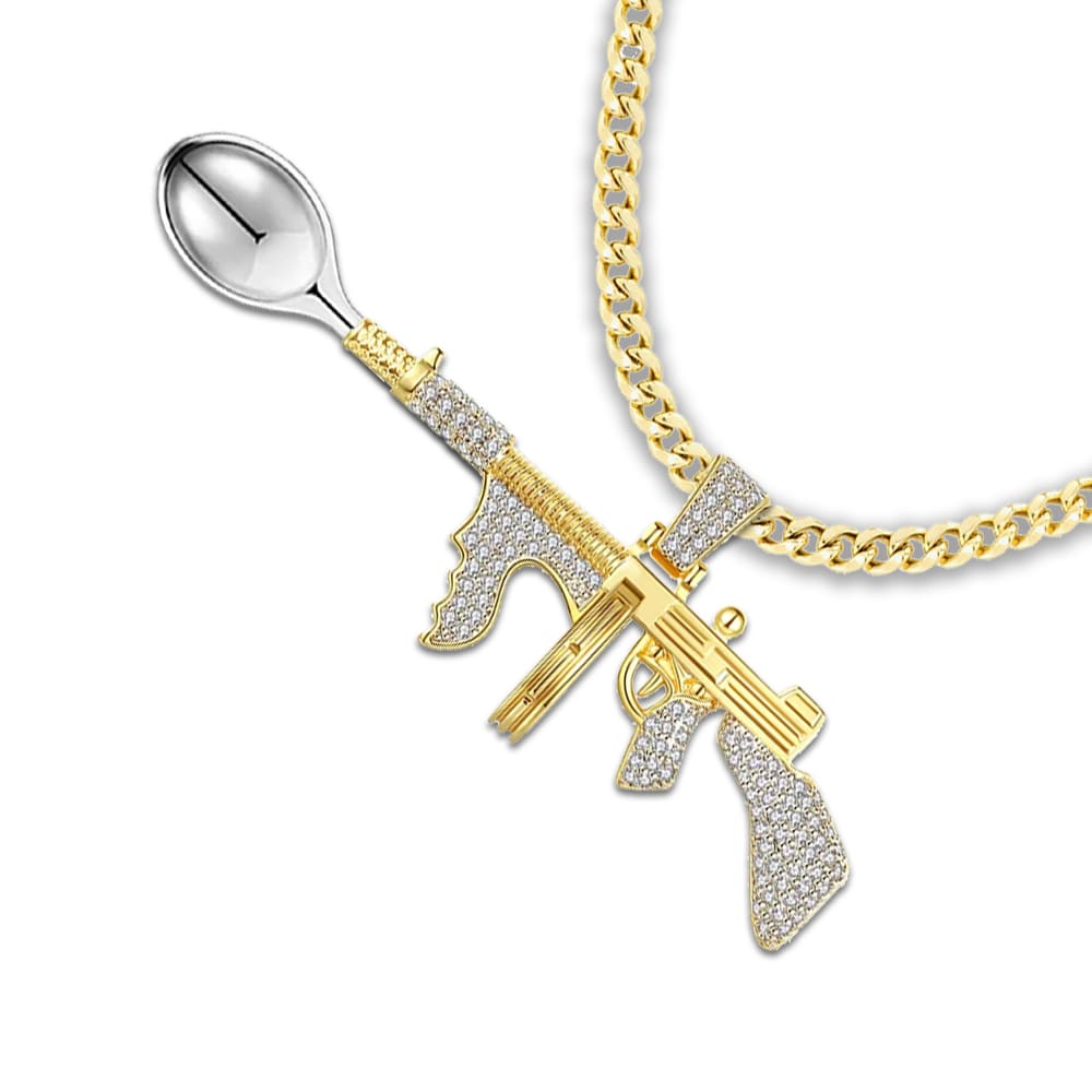 Tommy Gun Noir Premium Spoon Necklace Silver