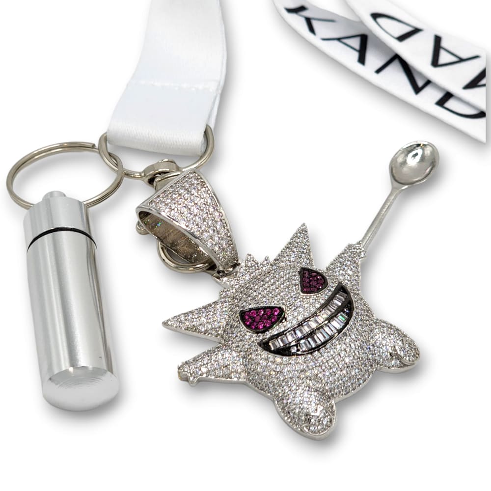 Diamond Ghost-Type Spoon Pendant Shiny Silver - Mad Kandi #pendant-zircon-color_shiny-silver