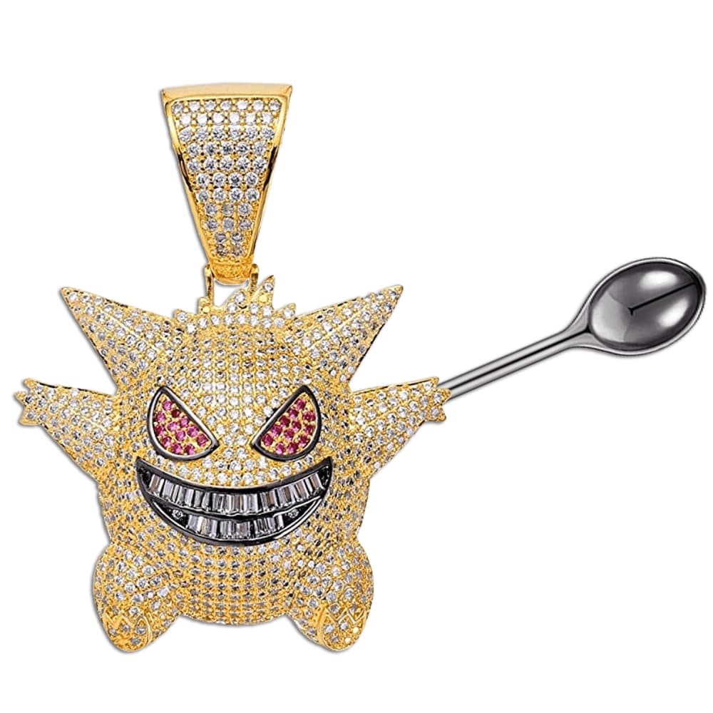 Diamond Ghost-Type Spoon Pendant Shiny Silver - Mad Kandi #pendant-zircon-color_rare-gold