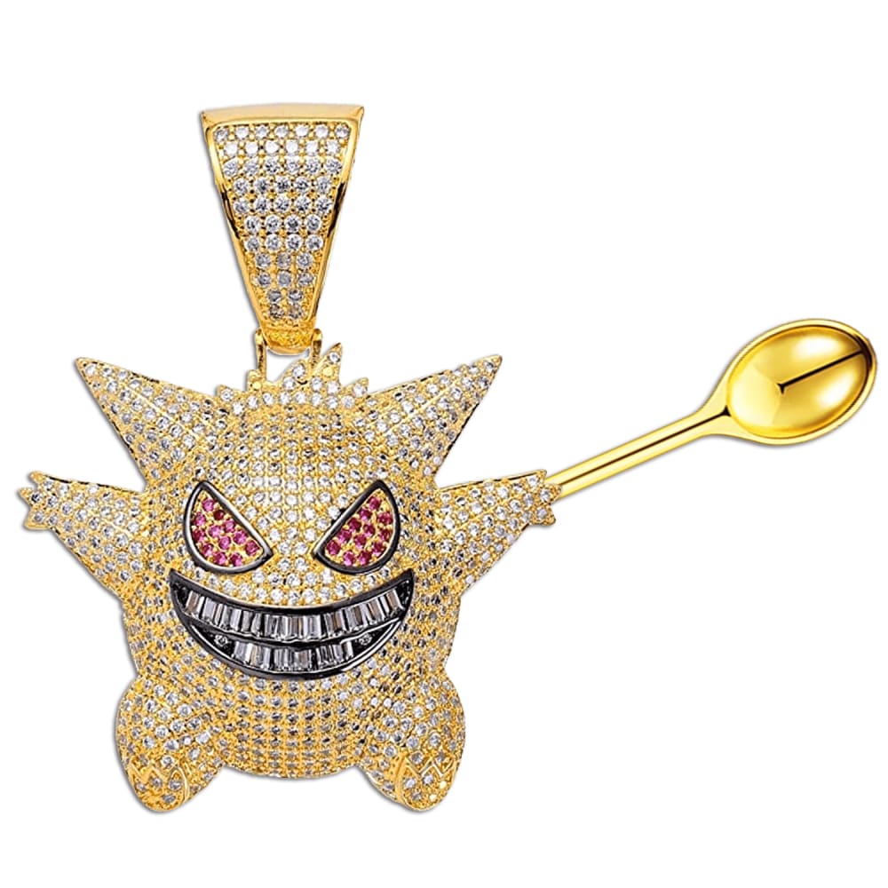 Diamond Ghost-Type Spoon Pendant Rare Gold - Mad Kandi #pendant-zircon-color_rare-gold