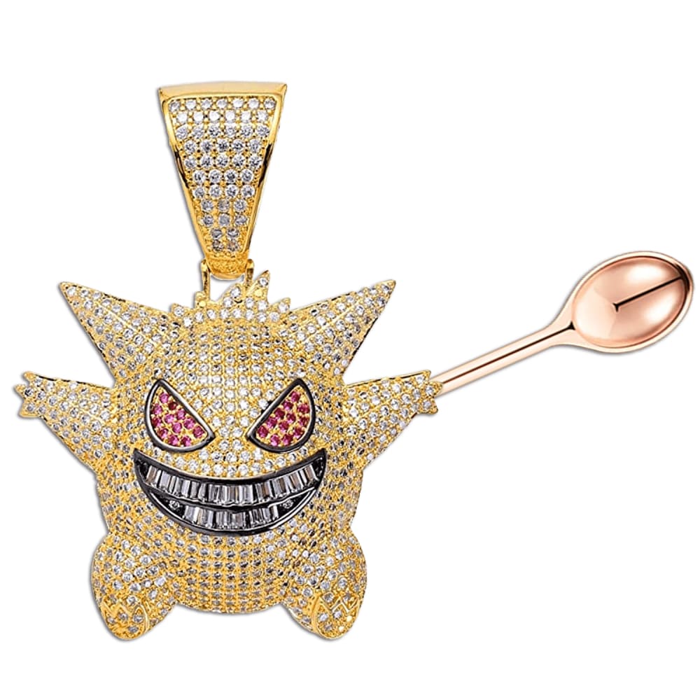 Diamond Ghost-Type Spoon Pendant Shiny Silver - Mad Kandi #pendant-zircon-color_rare-gold