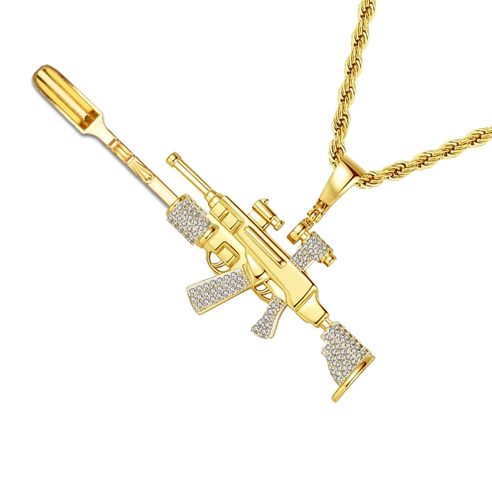 Grenade Rifle Boomstick Premium Spoon Necklace Gold Shovel