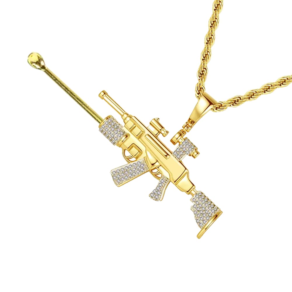 Grenade Rifle Boomstick Premium Spoon Necklace Gold Micro