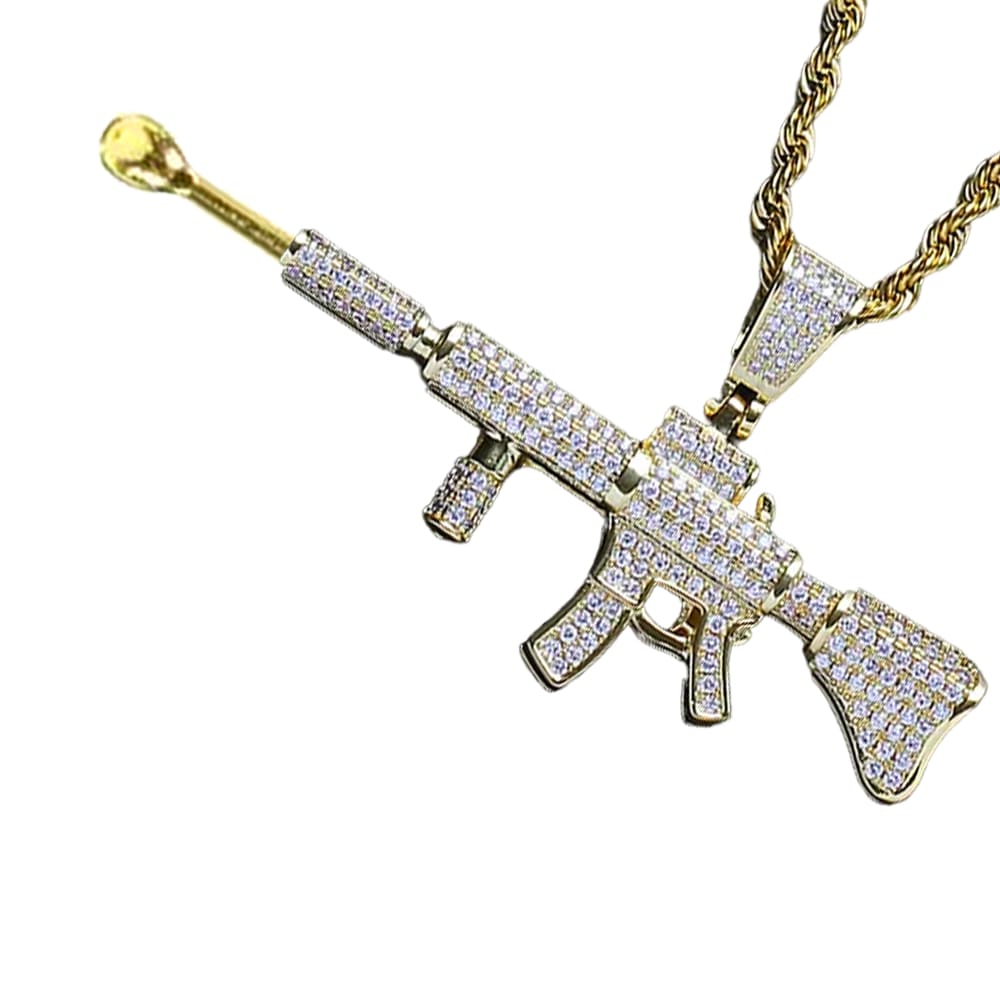 M4 Assault Rifle Punisher Premium Spoon Necklace Vibrant Gold / Micro