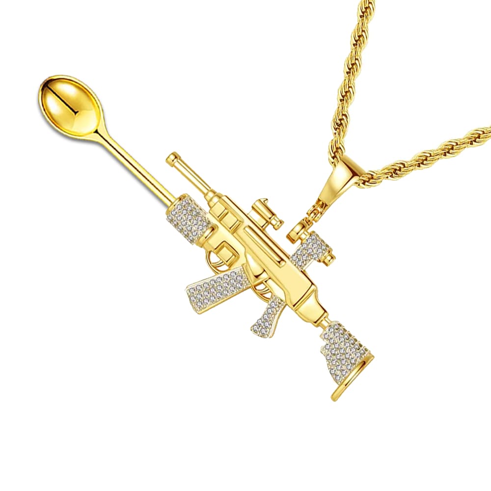 Grenade Rifle Boomstick Premium Spoon Necklace Gold