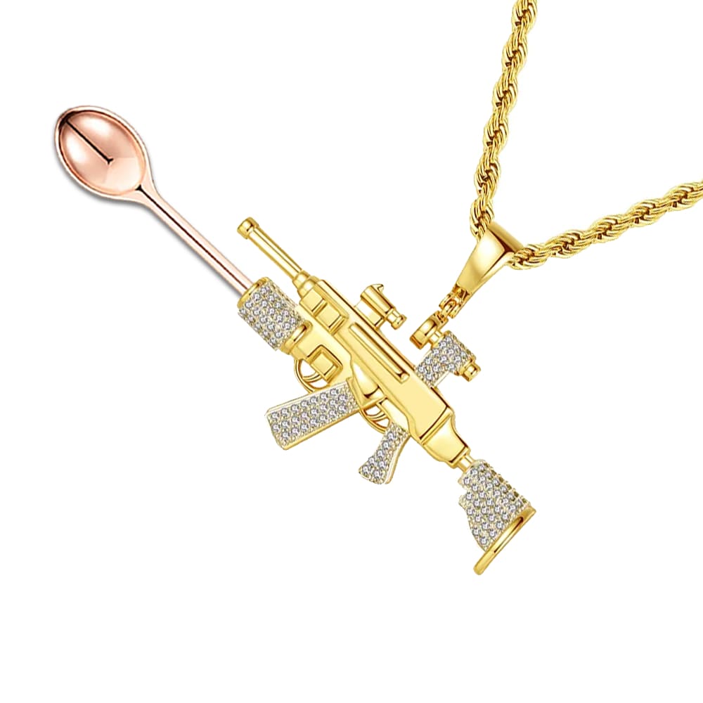Grenade Rifle Boomstick Premium Spoon Necklace Rose Gold