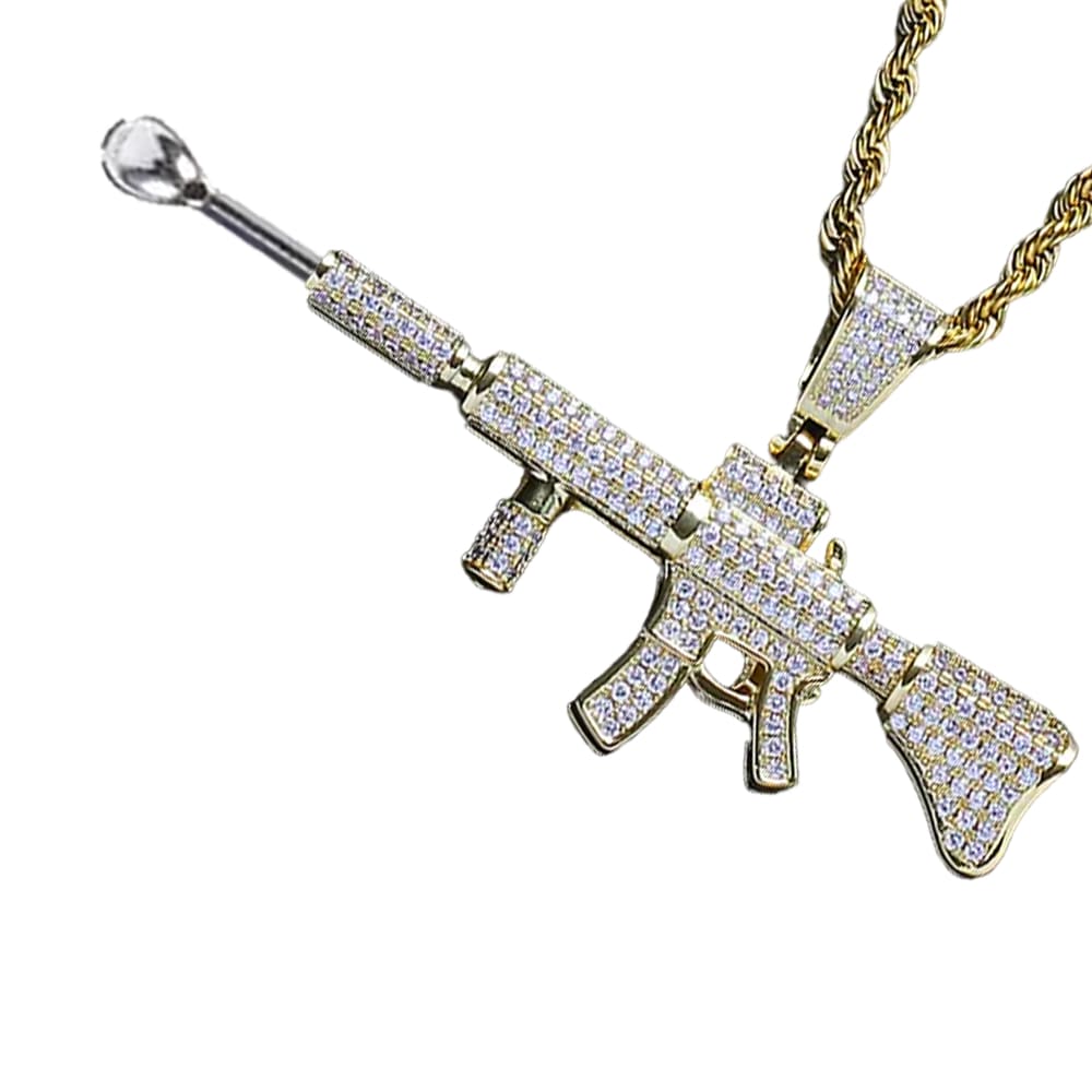 M4 Assault Rifle Punisher Premium Spoon Necklace Vibrant Gold / Silver Micro
