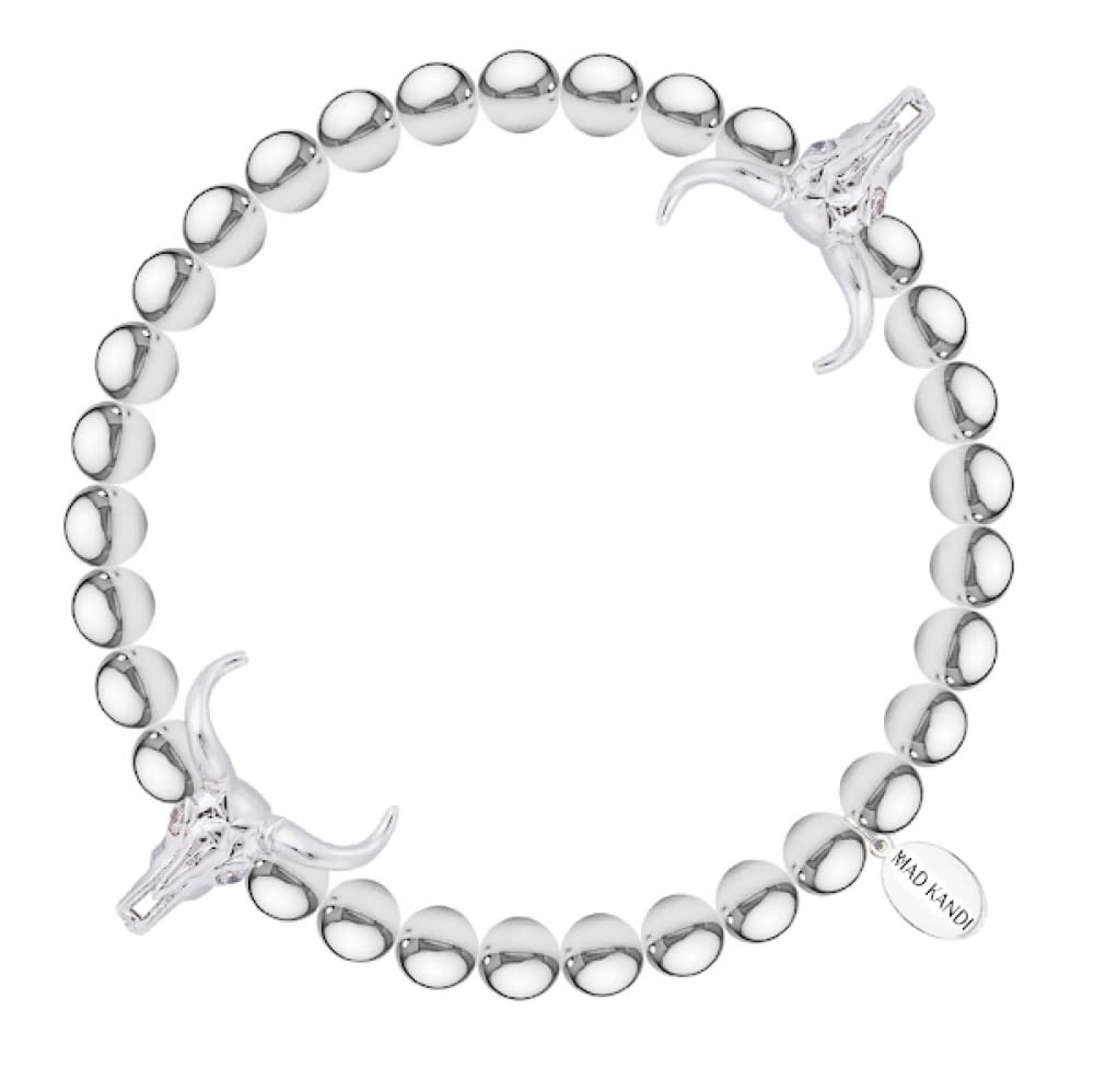 Bullish Steel And Zircon Kandi Bracelet Silver Stainless /