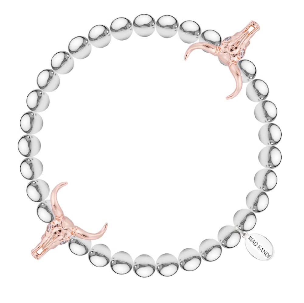 Bullish Steel And Zircon Kandi Bracelet Silver Stainless / Rose Gold
