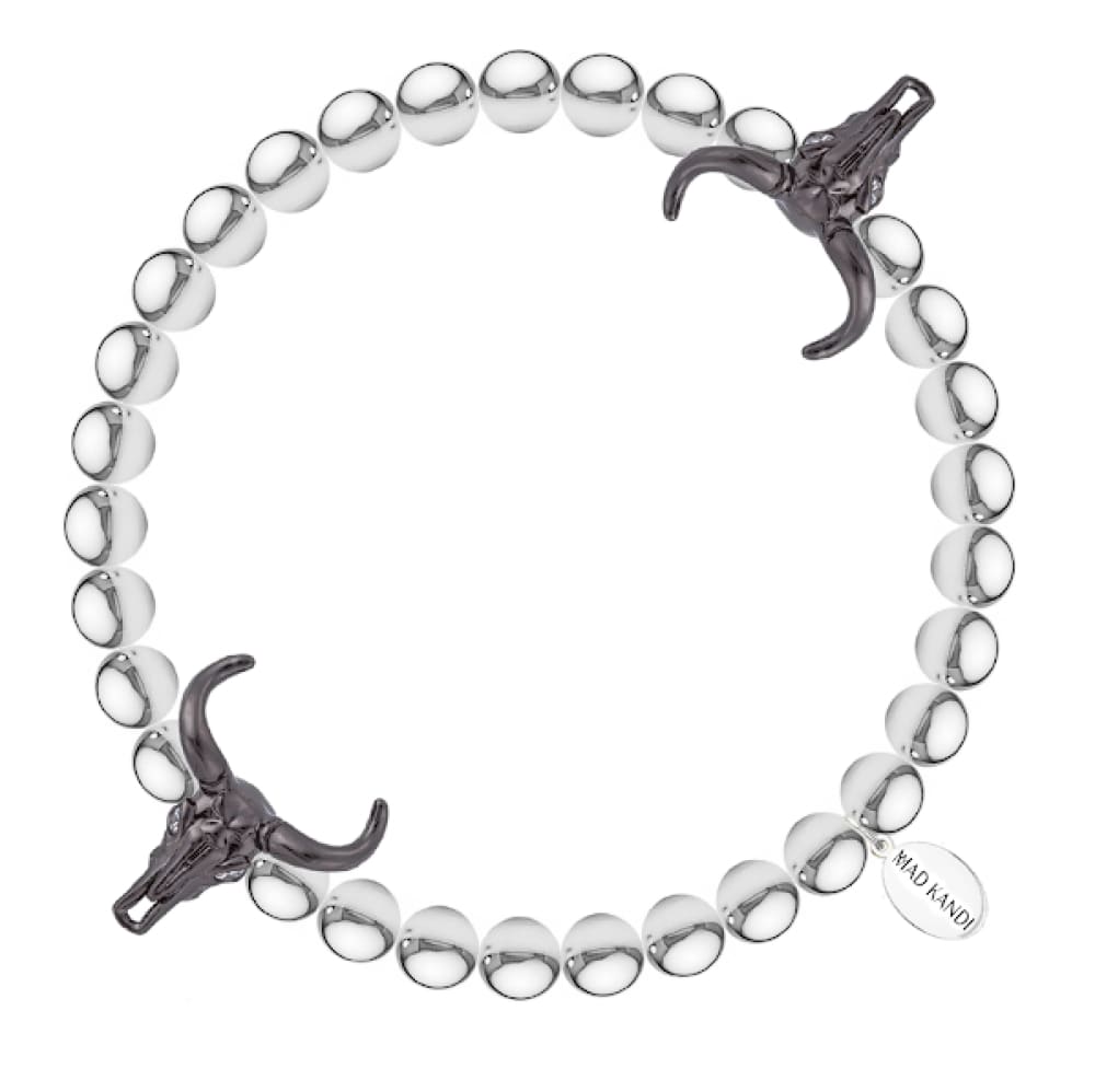 Bullish Steel And Zircon Kandi Bracelet Silver Stainless / Black