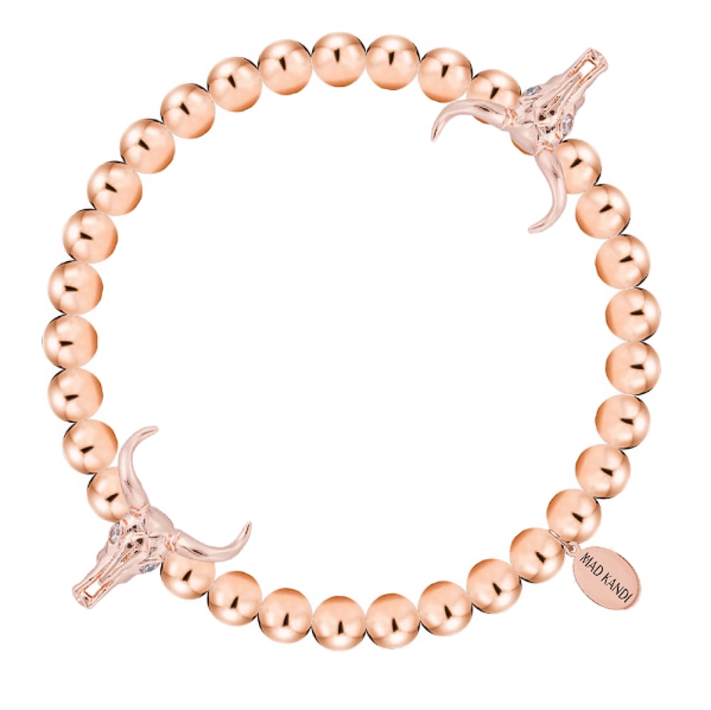 Bullish Steel And Zircon Kandi Bracelet Rose Gold Stainless /