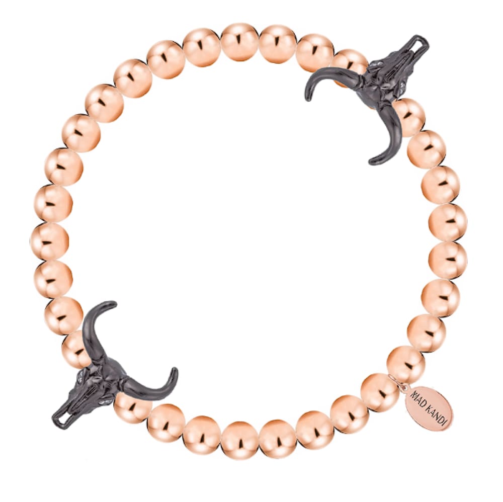 Bullish Steel And Zircon Kandi Bracelet Rose Gold Stainless / Black