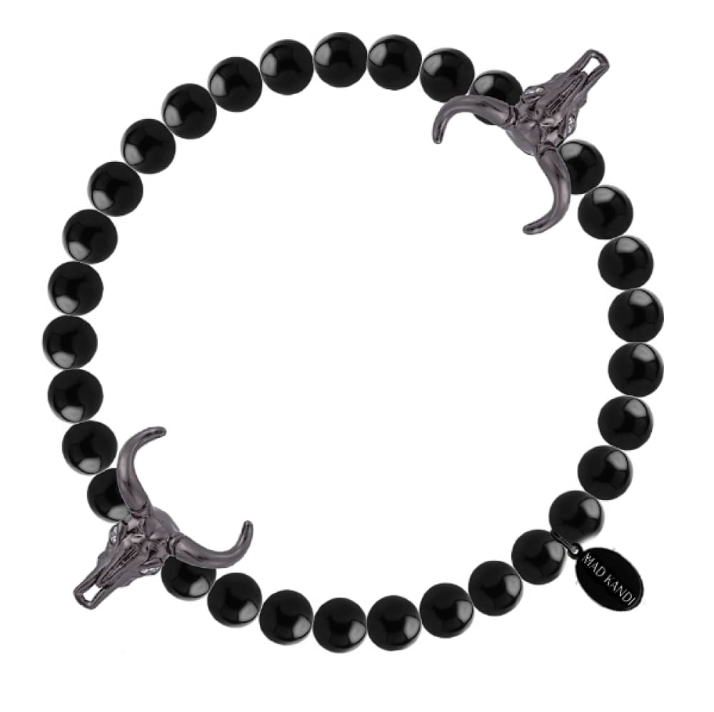 Bullish Steel And Zircon Kandi Bracelet Black Hematite Metal / Stainless