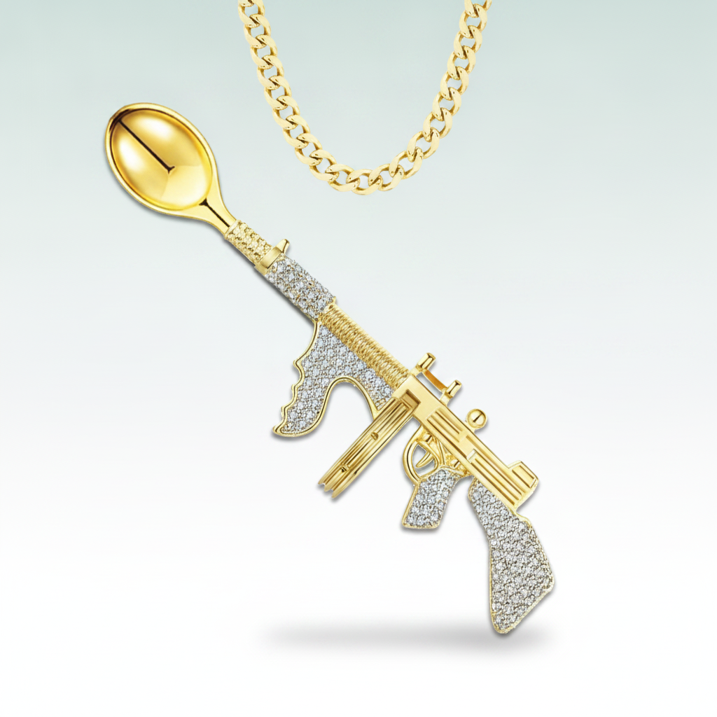 Noir Tommy Gun Premium Spoon Pendant - Hero