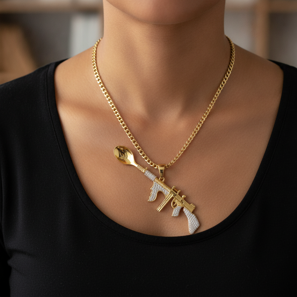 Noir Tommy Gun Premium Spoon Pendant - Lifestyle
