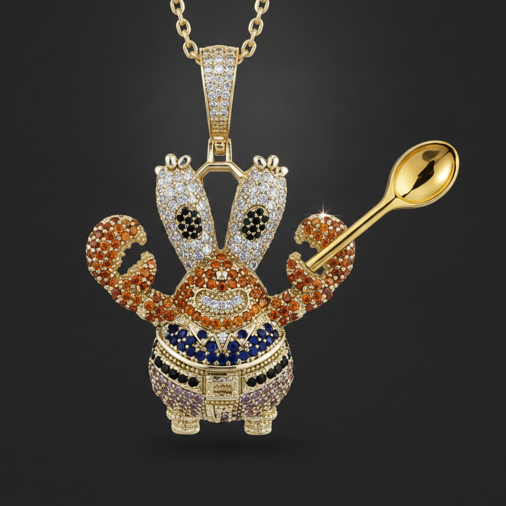Greedy Crab Spoon Pendant - Closeup