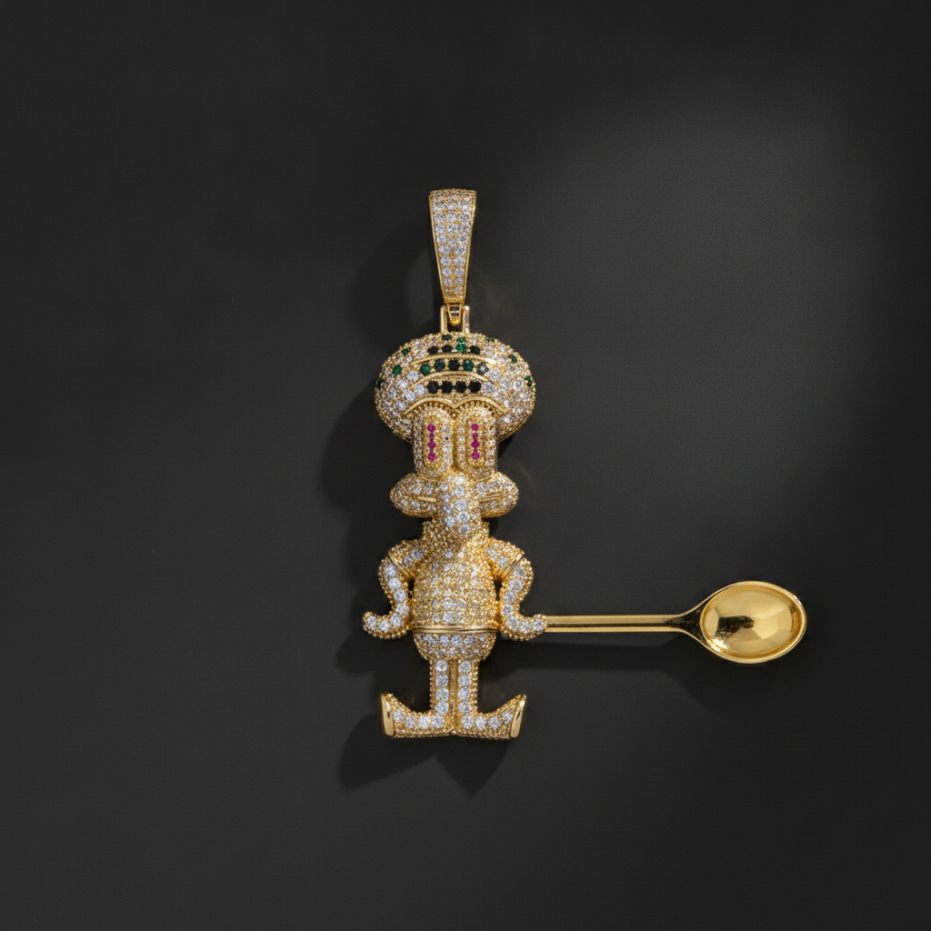 Grumpy Neighbor Spoon Pendant - Closeup