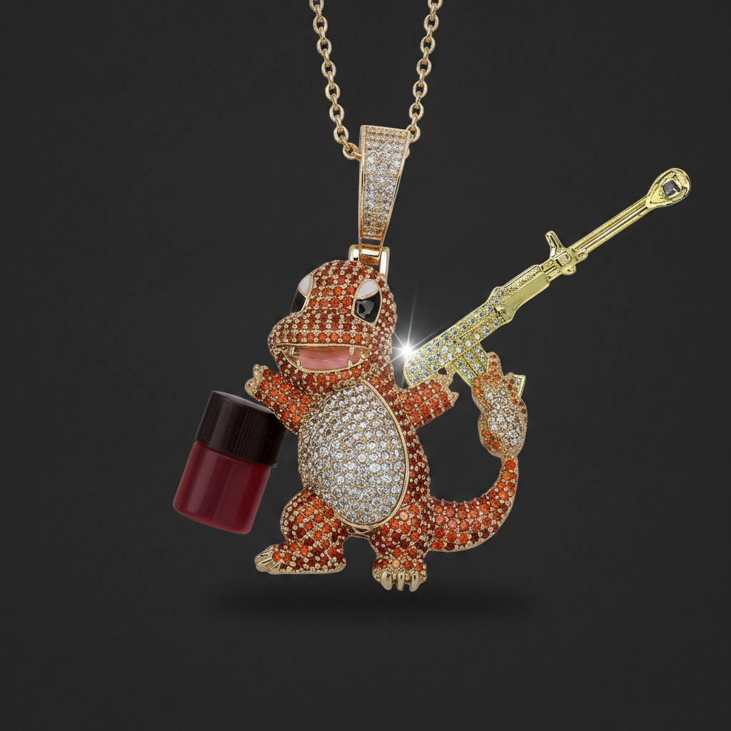 Lead n' Char Gunslinger Spoon Pendant - Closeup