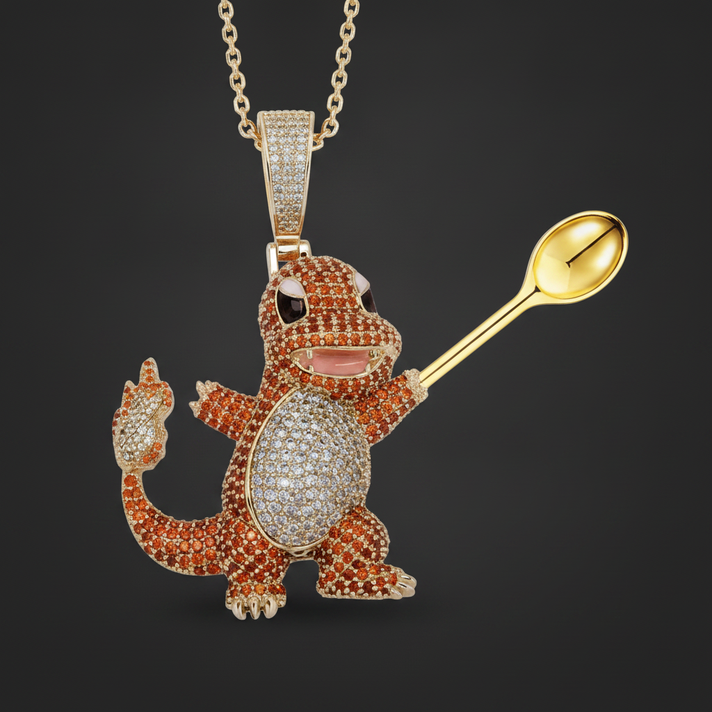 Fire-Type Premium Spoon Pendant - Closeup