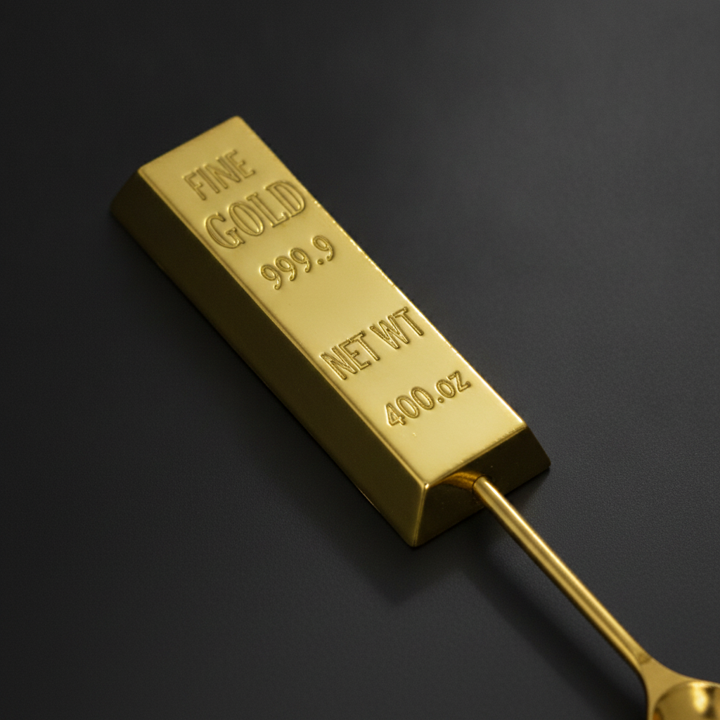 Gold Bar Spoon Pendant - Closeup