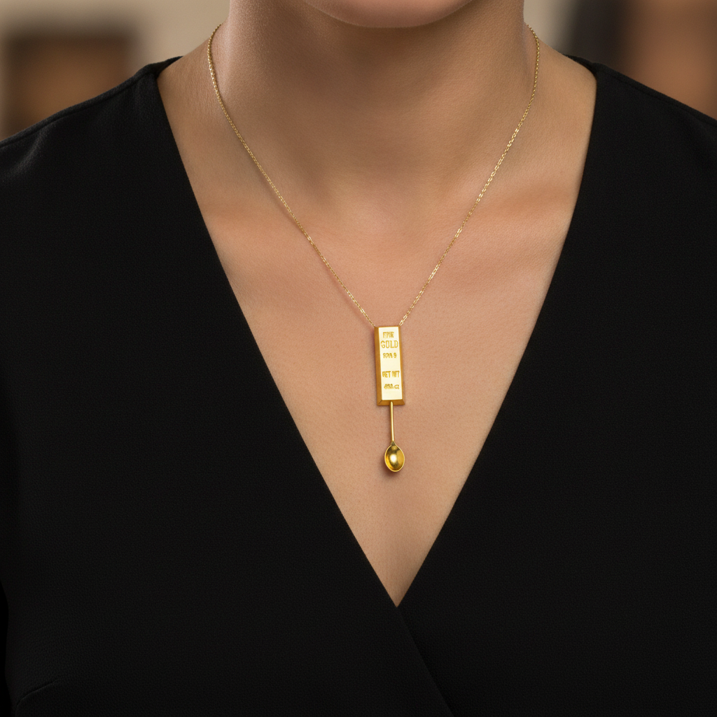 Gold Bar Spoon Pendant - Lifestyle