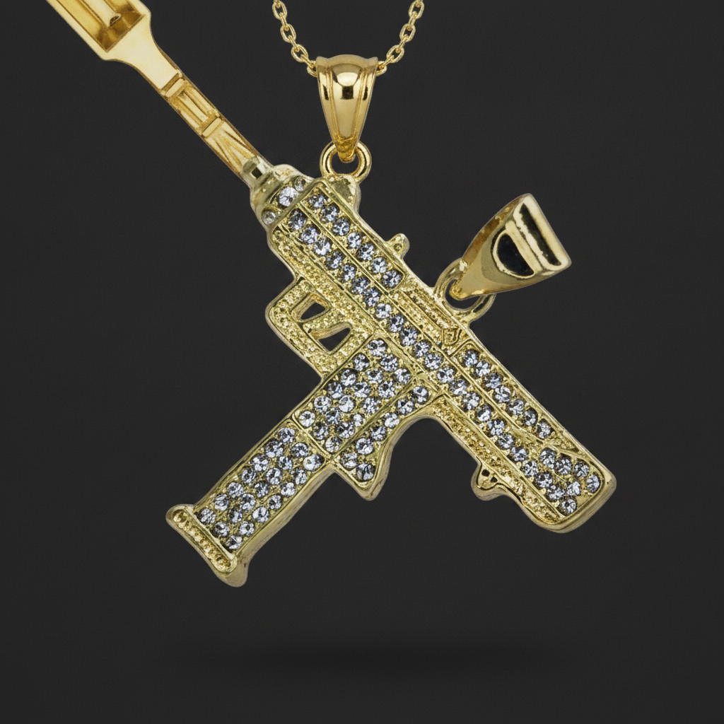 Auto-Cannon UZI Premium Spoon Pendant - Closeup