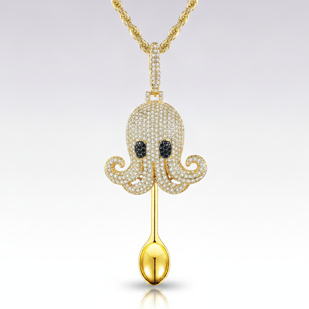 Gold Octopus Spoon Pendant - Hero