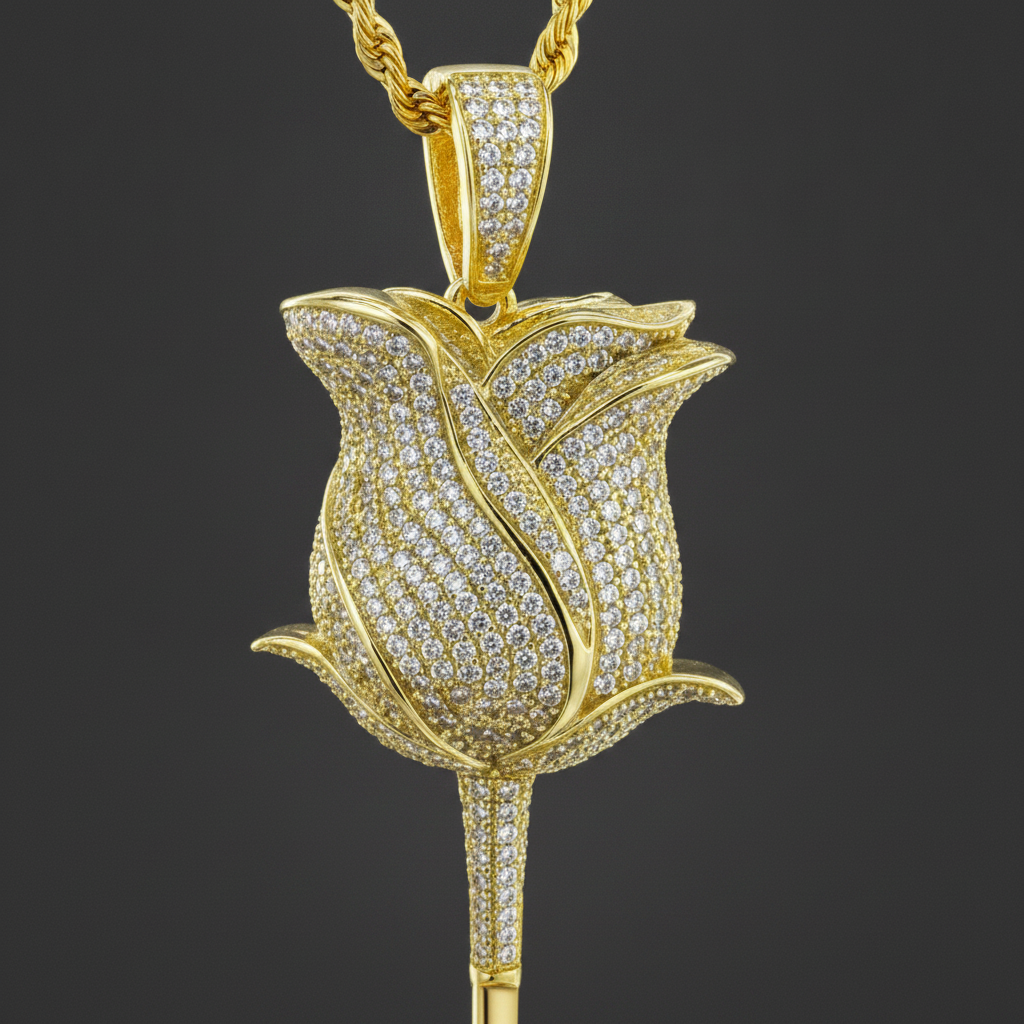 Gold Rose Spoon Spoon Pendant - Closeup