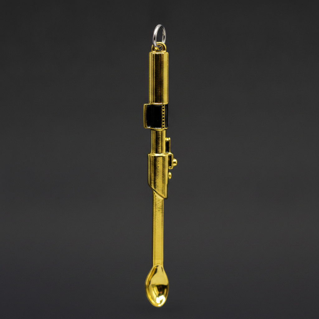 Gold Saber Spoon Pendant - Closeup
