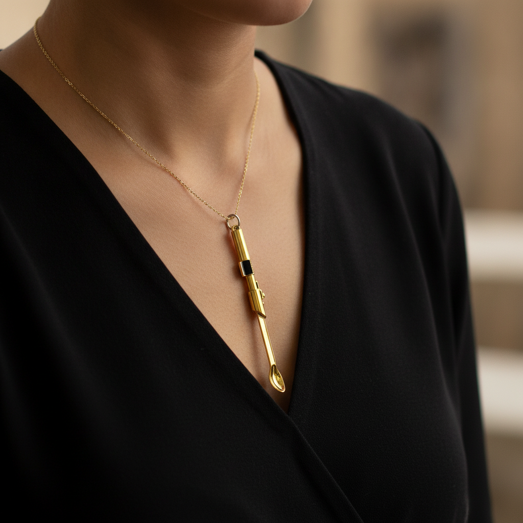 Gold Saber Spoon Pendant - Lifestyle