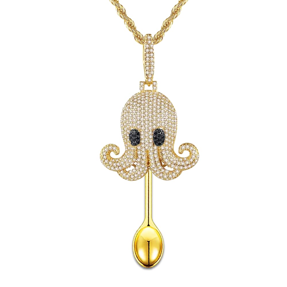 Gold Octopus Spoon Pendant