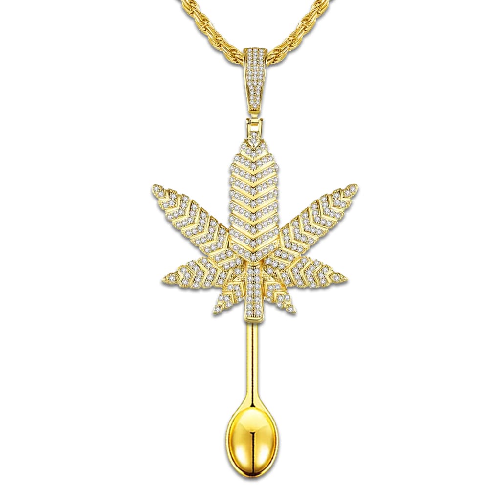 Up In Smokes 420 Spoon Pendant Gold