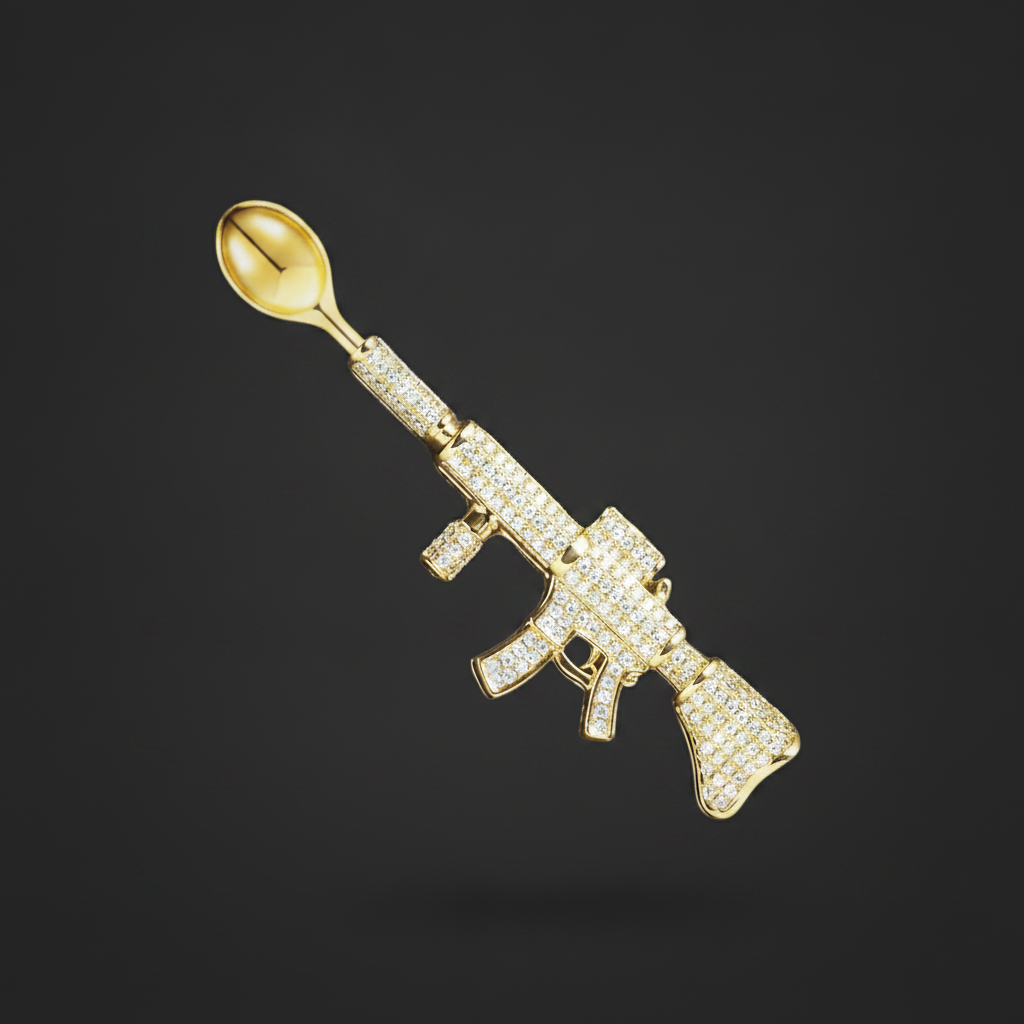 Punisher AR M4 Premium Spoon Pendant - Closeup