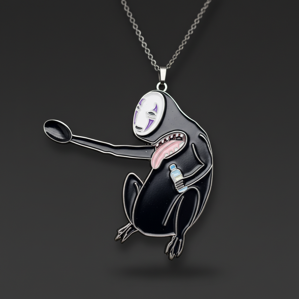 Mask Face Spoon Pendant - Closeup