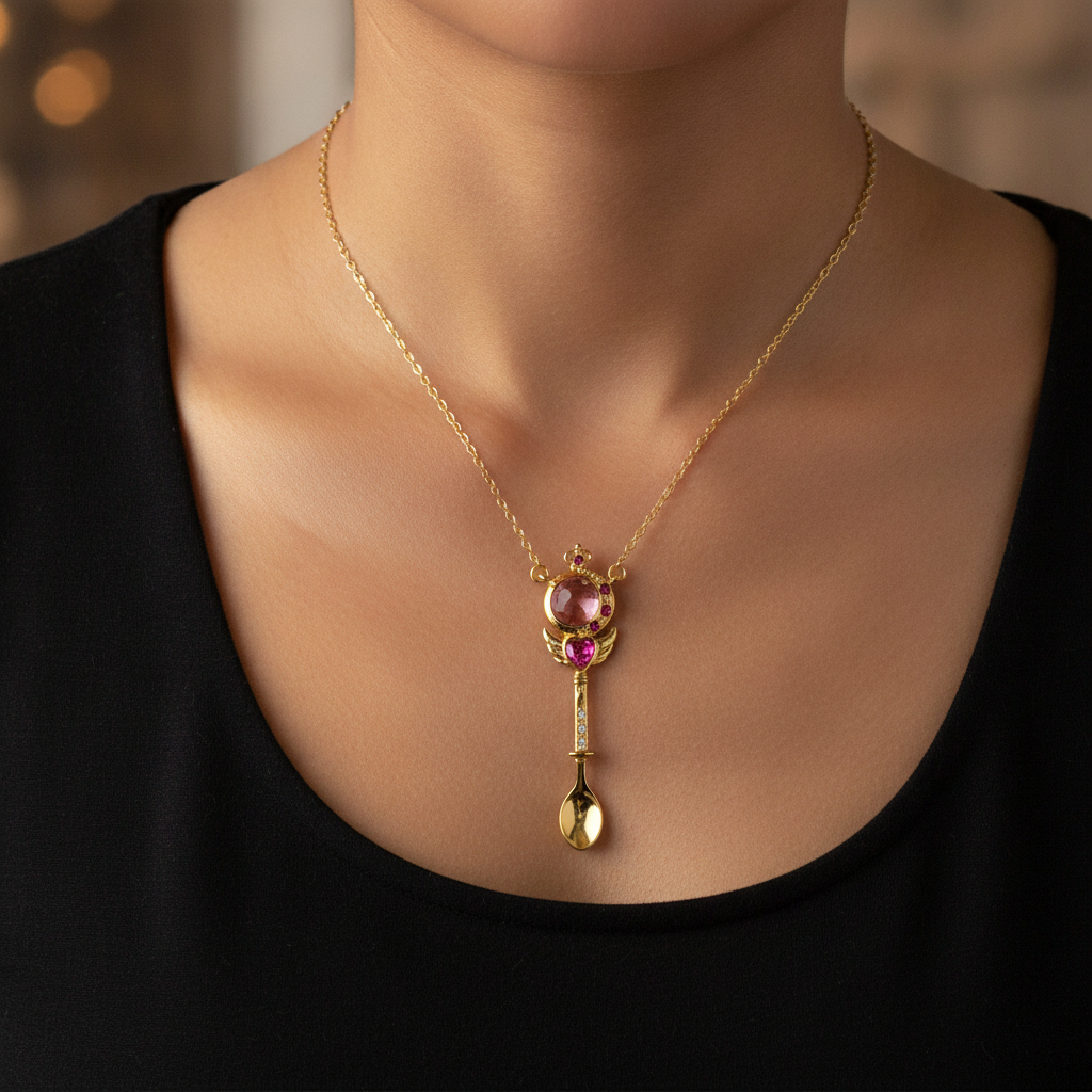 Moon Rod Spoon Necklace - Lifestyle
