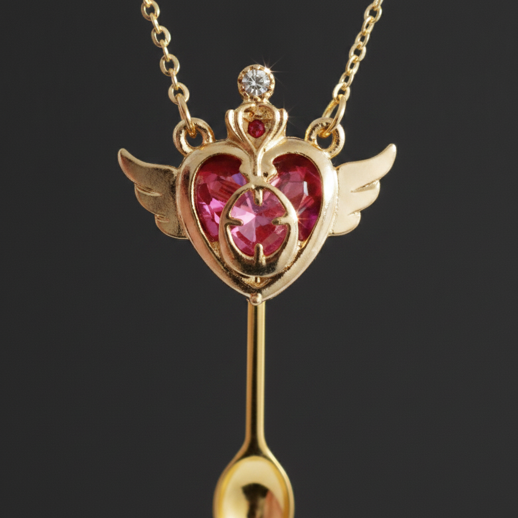 Heart Rod Spoon Necklace - Closeup