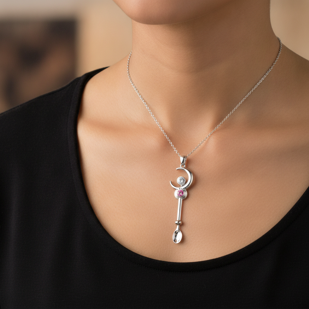 Moon Stick Spoon Necklace - Lifestyle