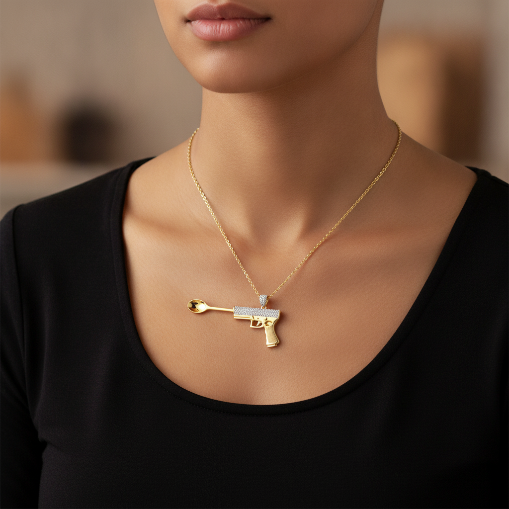Gat Pistol Premium Spoon Necklace - Lifestyle