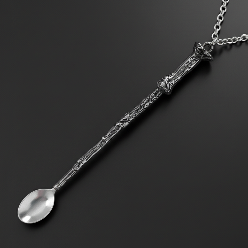 Potter Wand Spoon Necklace - Closeup