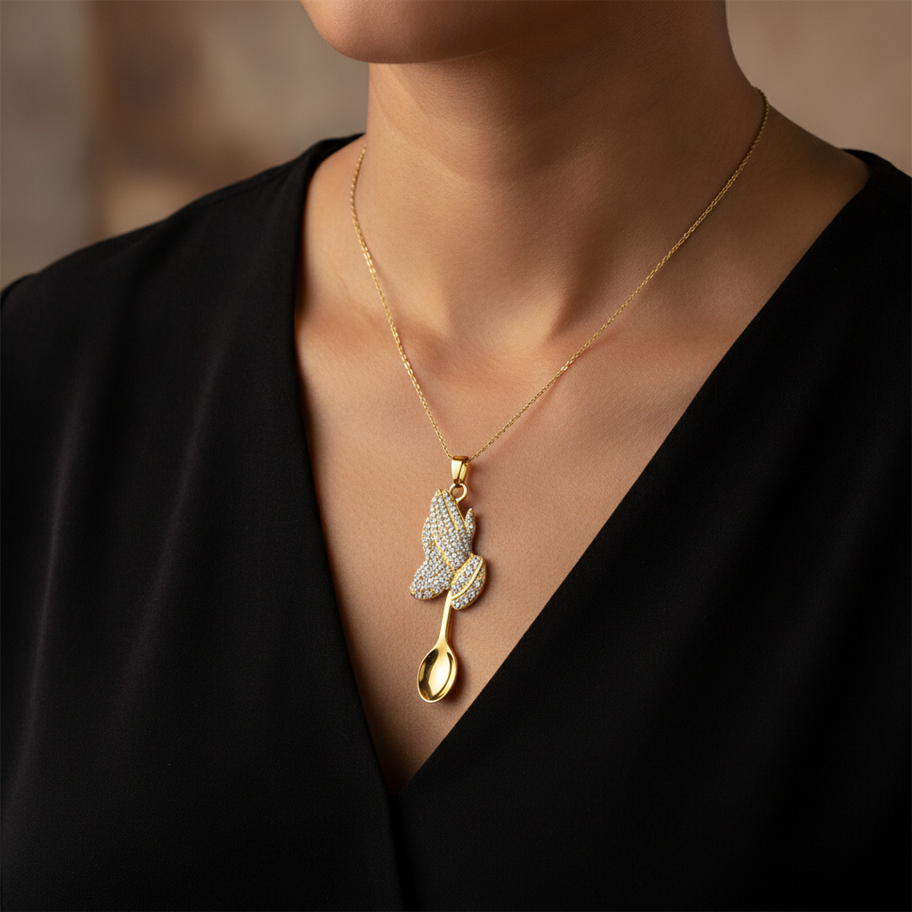 Praying Hands Spoon Pendant - Lifestyle