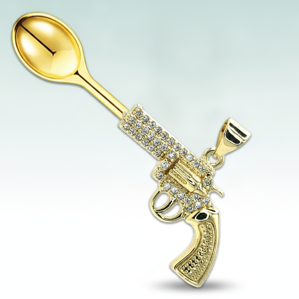 6er Revolver Zircon Spoon Pendant - Hero