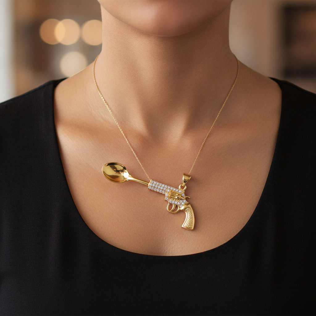 6er Revolver Zircon Spoon Pendant - Lifestyle