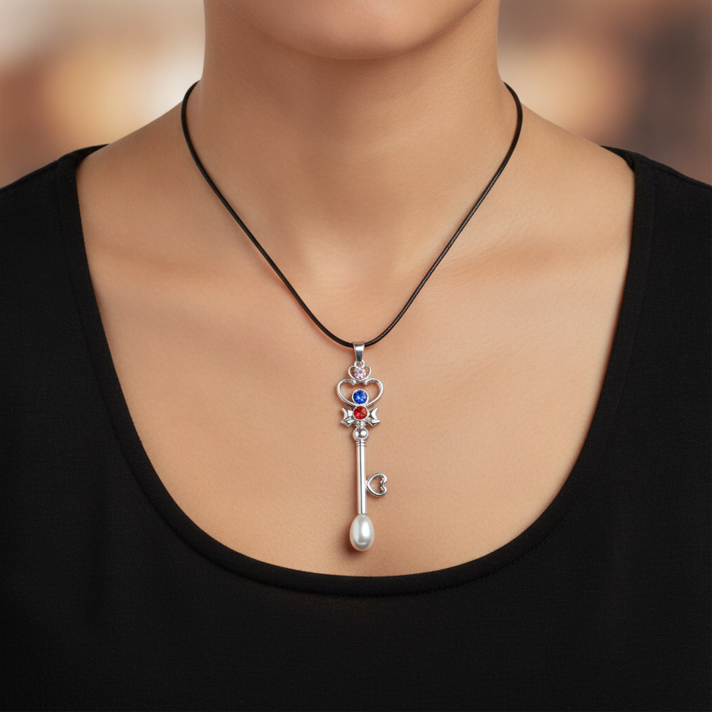 Silver Space Time Key Spoon Necklace - Lifestyle