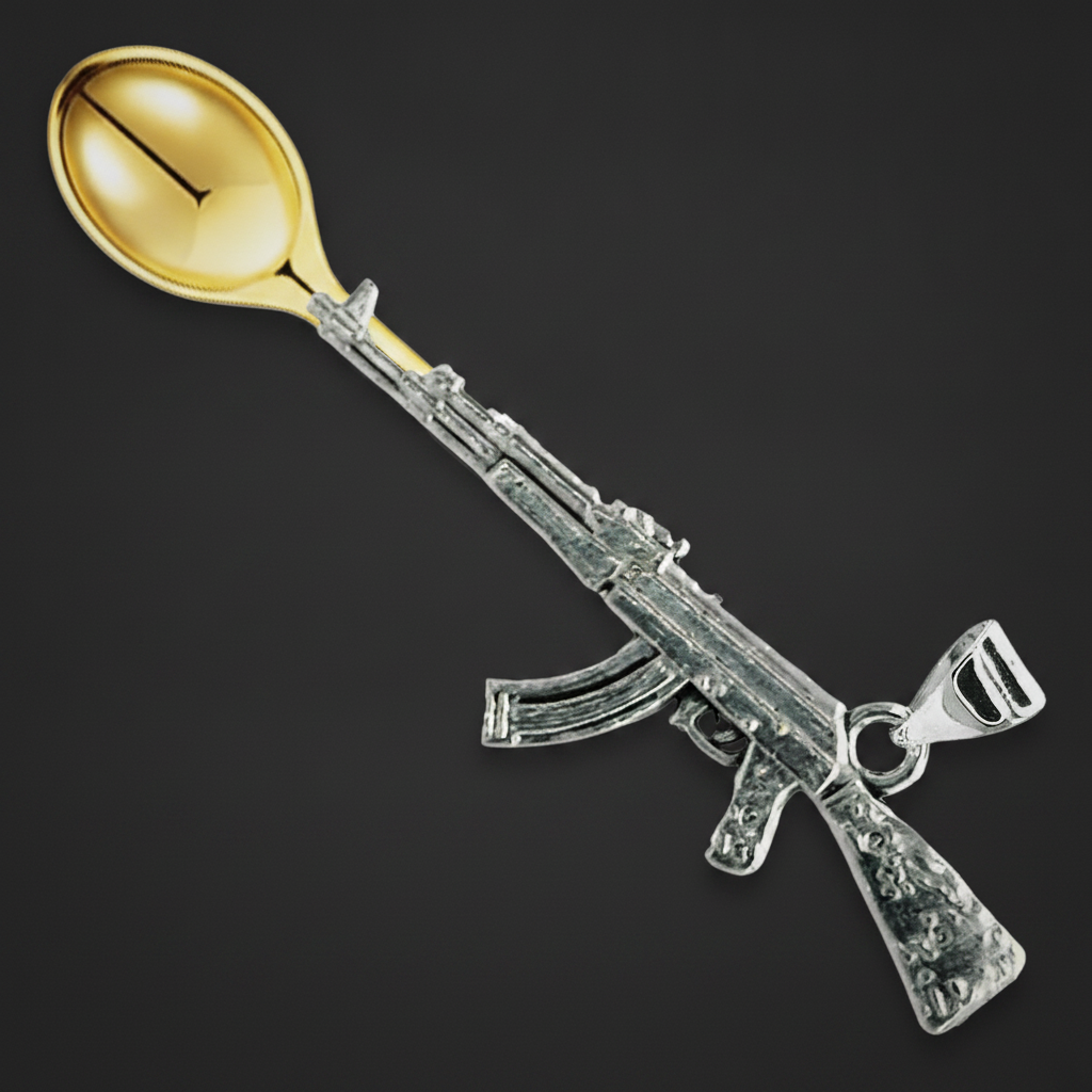 Quicksilver AK47 Spoon Pendant - Closeup
